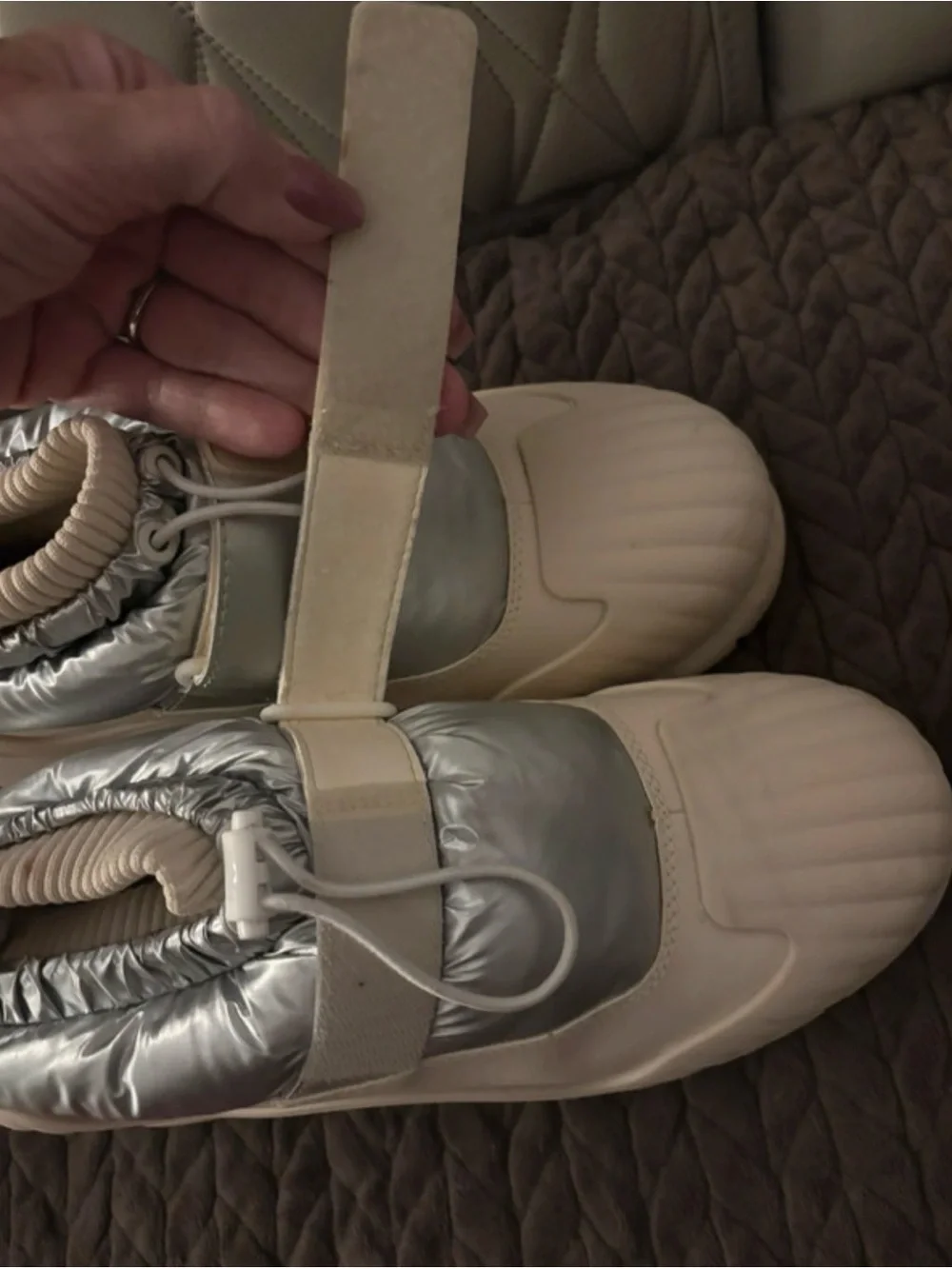 UGG Kids Silver and Cream Waterproof Winter Boots